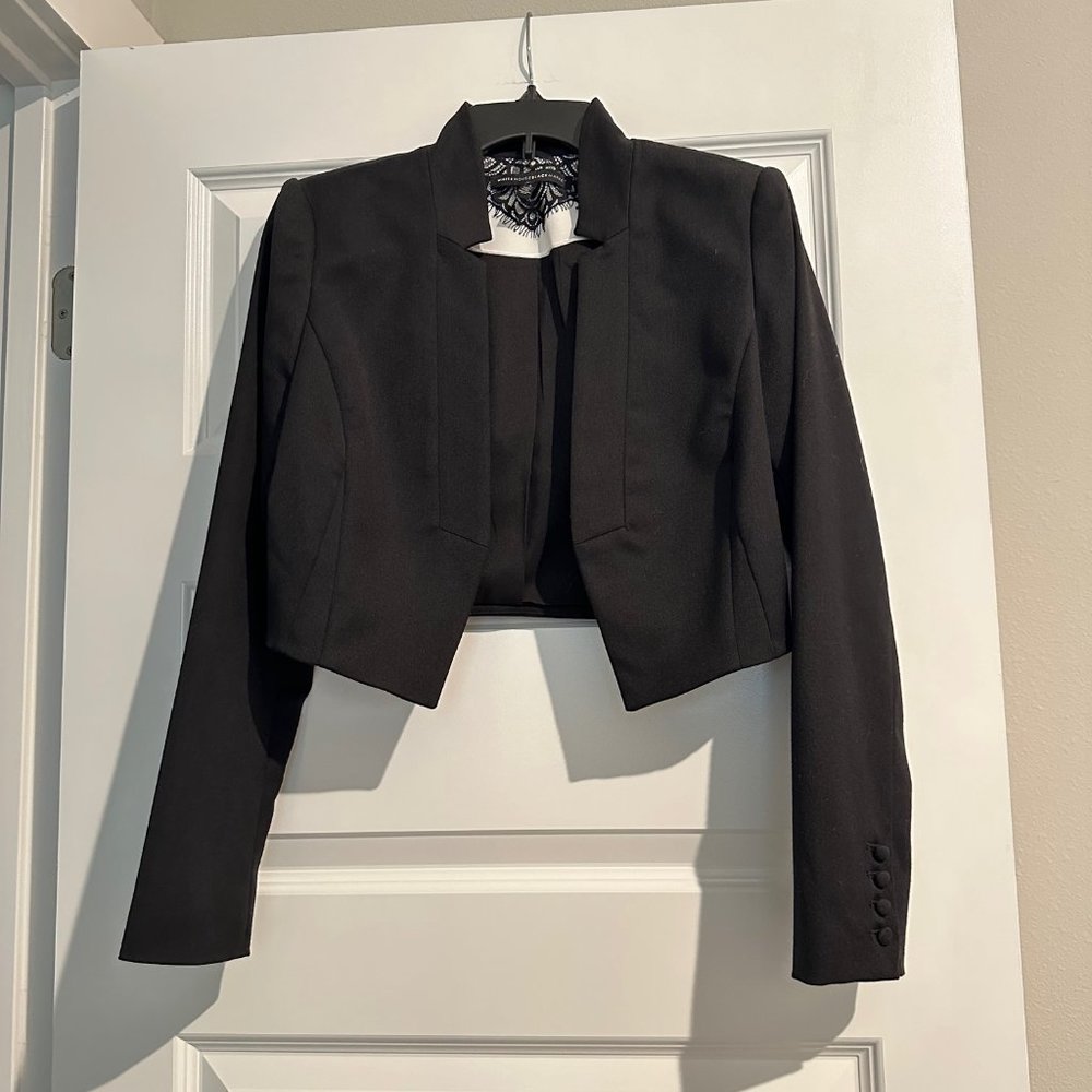 WHBM Black Cropped Dress Jacket Size 4